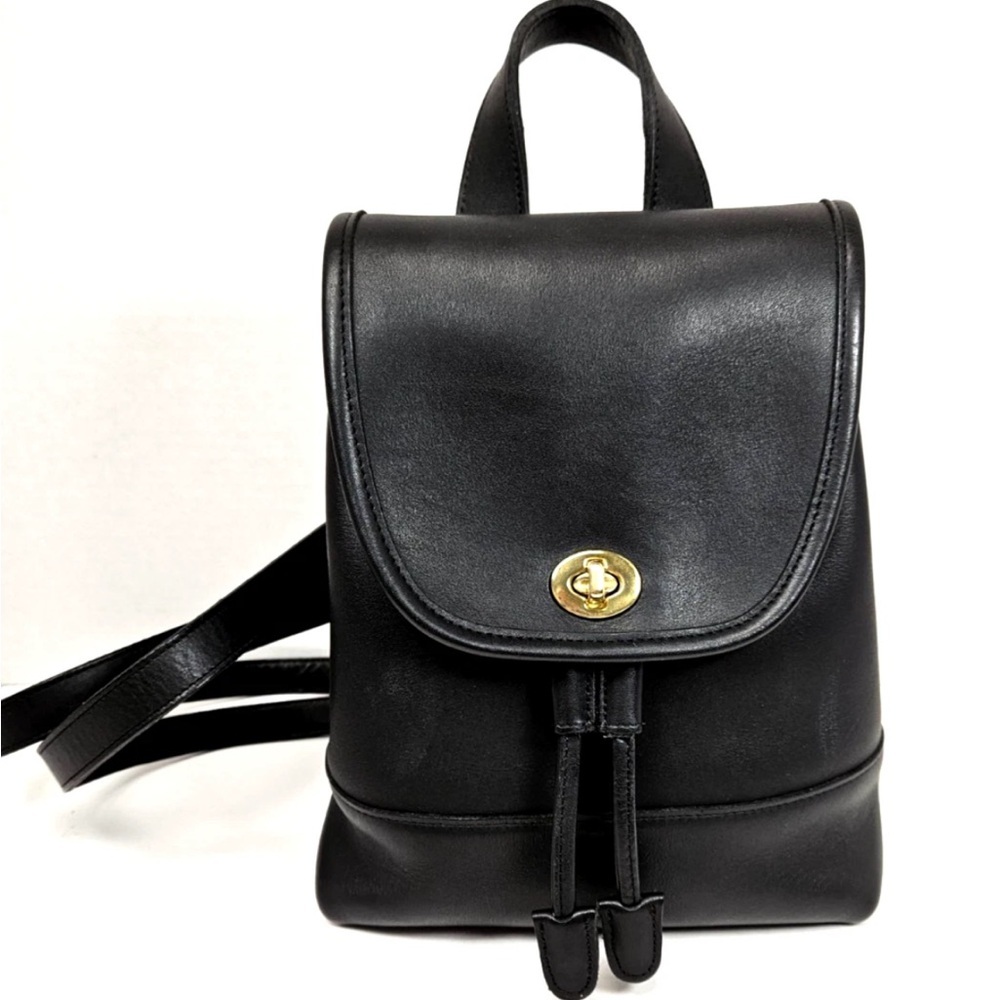 Coach Black Leather Backpack